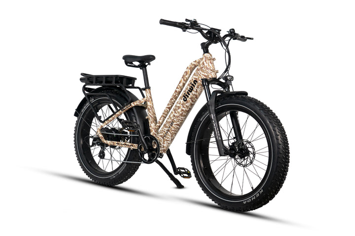 Dirwin Pioneer Plus Fat Tire Electric Bike desert camouflage color right angle view