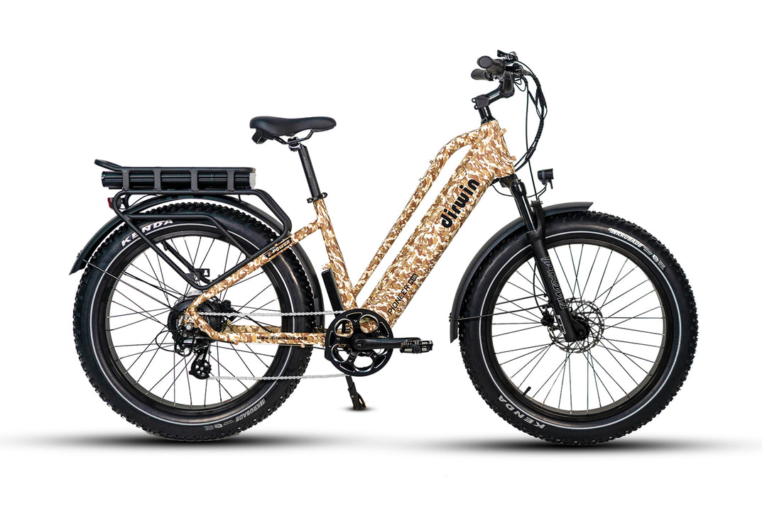 Dirwin Pioneer Plus Fat Tire Electric Bike for offroad desert camo color