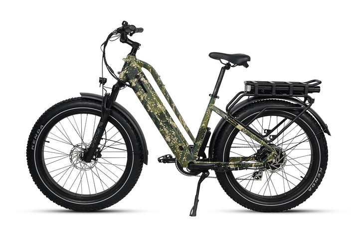 Dirwin Pioneer Plus Fat Tire Electric Bike green camo color left side view