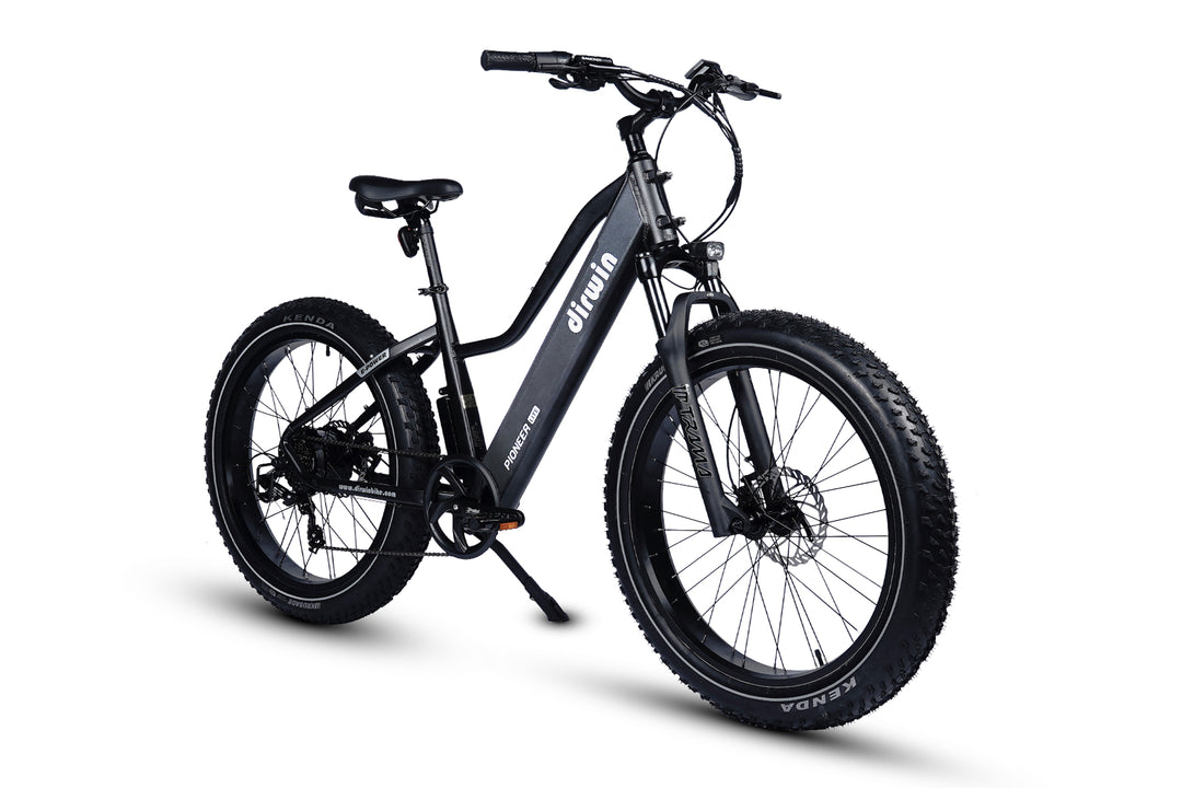 pioneer lite fat tire electric hunting bike black color right angle view