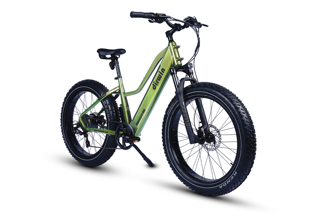 pioneer lite fat tire hunting ebike army green color right angle view