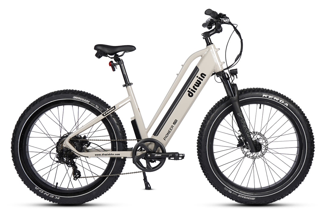 pioneer lite fat tire electric hunting bike grey color right side view